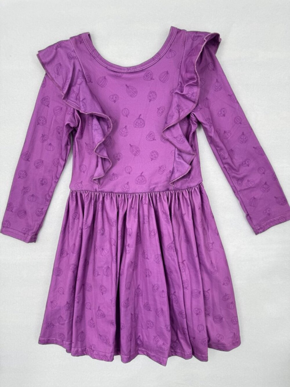 DotDotSmile Girls Dress Size 3/4 Ruffle Long Sleeves Purple Halloween New with T